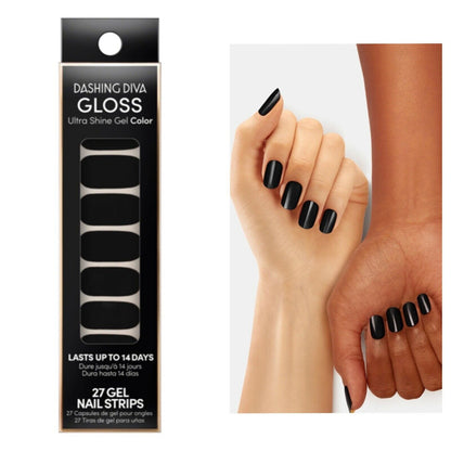 Dashing Diva Gloss Ultra Shiny - Gel Nail Strips - Black French Tip Nails