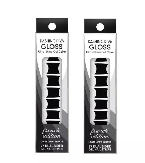 Dashing Diva Gloss Ultra Shiny - Gel Nail Strips - Black French Tip Nails